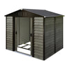 8X6ft Galvanized Metal Garden Shed Outdoor Tool Storage Shed With Base Grey