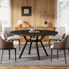 Dining Table Round Wood Top Metal Base Farmhouse Industrial Kitchen Dining Room
