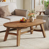 120CM Solid Wood Oval Coffee Table Modern Accent Center Table for Living Room