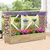 Raised Garden Bed Fir Wood Climbing Planter Box w/2-Sided Trellis