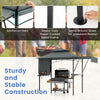 Outdoor Double-Tiered BBQ Canopy Shelter w/ 2 Shelves-Grey