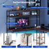 2 Person Home Office Workstation L-Shaped Gaming Desk w/Power Outlets-Brown