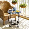 Mosaic Outdoor Side Table Round End Table Iron Accent Table Flower Plant Stand