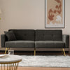 FABRIC SOFA BED LOVE SEAT SOFA SETTEE COUCH WITH GOLD METAL LEGS & CUSHIONS GREY