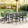 7 Pieces Garden Dining Set with Stackable Chairs with Umbrella Hole