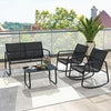 4 Piece Patio Rocking Set Outdoor Rocker Chair Conversation Set