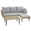 Outdoor Wicker Furniture Set 3-Piece L-Shaped Patio Sofa-Grey