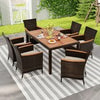 7 Pieces Patio Wicker Dining Set Patio Rattan Conversation Set-Beige