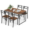 5 Pcs Dining Table Set Industrial-Style Kitchen Table & 4 Chairs-Coffee