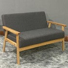 2 Seater Sofa with Sturdy Wood Frame Linen Fabric Small Couch Armchair Wooden