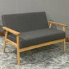 2 Seater Sofa with Sturdy Wood Frame Linen Fabric Small Couch Armchair Wooden