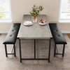 Dining Set for 4 Wood Top Table and 2 PU Leather Upholstered Bench Small Kitchen