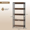 157cm Etagere Bookcase 5-Tier Bookshelf w/ Adjustable Shelves Brown