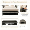 Patio Rattan Daybed Set w/Footstool & Storage-Brown