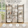 Heavy-duty Metal Frame Bookcases w/ 14 Open Shelves-Brown