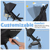 Foldable Toddler Stroller with Adjustable Backrest & Canopy-Black