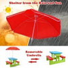 Indoor & Outdoor Colorful Picnic Table and Benches w/Removable Umbrella-Red