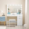 Dressing Table With Led Mirror Drawers Stool Set Makeup Desk Vanity Table Lights