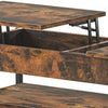 Lift Top Coffee Table with Storage Shelf 2 Drawers LED Light for Living Room