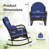 Outdoor Wicker Rocking Chair Patio Rattan Rocker w/ Cushions Navy