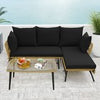 Outdoor Wicker Furniture Set Heavy-Duty Metal Frame w/Cushions-Black
