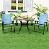 Set of 2 Patio Outdoor Portable Sling Back Chairs Folding Dining Chairs Blue
