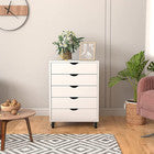 5 Drawers Mobile Rolling File Cabinet Filing Storage Cabinets for Home Office