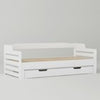 White Wooden Bed Frame Day Bed With Trundle And Large Storage Drawer Guest Bed