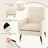 Comfy Modern Tufted Armchair, Linen Upholstered Accent Chair with Metal Legs