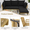 Outdoor Wicker Furniture Set Heavy-Duty Metal Frame w/Cushions-Black