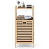 Tilt out Laundry Hamper Bamboo Laundry Cabinet w/Storage Shelves-Natural