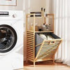 Tilt out Laundry Hamper Bamboo Laundry Cabinet w/Storage Shelves-Natural