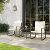 Wicker Patio Furniture Set 3-Piece Rocking Bistro Set Porch Chair Set