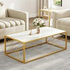 Coffee Table Metal Frame Modern Marble Table Top for Home Living Room White