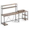Reversible Corner Computer PC Desk w/Hutch & CPU Stand-Brown