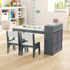 Kids Art Table&Chairs Set Wooden Kids Craft Study Desk w/Storage-Grey