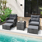 5 Piece Wicker Patio Furniture Set w/2 Ottomans-Grey