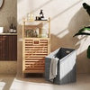 Tilt out Laundry Hamper Bamboo Laundry Cabinet w/Storage Shelves-Natural
