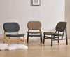 Retro Wooden Lounge Chair Grey Chenille Armchair for Living Room Decor