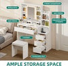 Dressing Table with LED Lights Mirror Stool 5 Drawers Vanity Makeup Desk Bedroom
