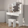 White Dressing Table With Hollywood LED Mirror and Stool Vanity Makeup Desk