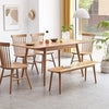 Solid Oak Wood Dining Bench Original Wood Color Half-Round Seat 47in