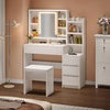 Dressing Table with LED Lights Mirror Stool 5 Drawers Vanity Makeup Desk Bedroom