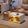 Coffee Table With Open Storage, High Gloss Centre Table With Glass Shelves
