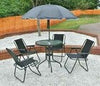 6pc Outdoor Furniture Set Dining Table Patio Deck 4 Chairs & Parasol Black