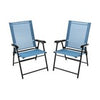 Set of 2 Patio Outdoor Portable Sling Back Chairs Folding Dining Chairs Blue