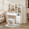Dressing Table with LED Lights Mirror Stool 5 Drawers Vanity Makeup Desk Bedroom