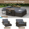 Outdoor Wicker Daybed Rattan Woven Loveseat w/Folding Panels-Grey