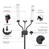 45W Dimmable Double Arm LED Light Tripod Stand Kit Video Studio Phone Holder