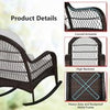 Patio Rattan Rocker w/ Seat Back Cushions & Waist Pillow Grey